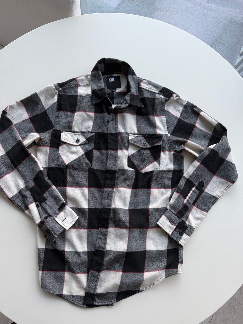 RSQ Black & White Plaid Button-Up Shirt